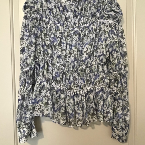 GHOSPELL- Brand New Elegant Floral Ruffle Blouse - Picture 2 of 10